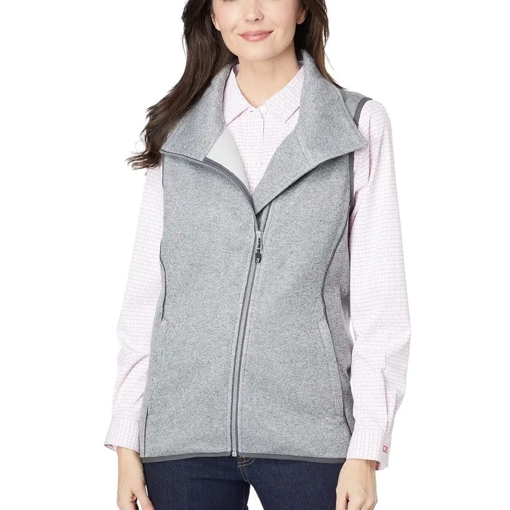 Cutter & Buck Mainsail Sweater Knit Womens Asymmetrical Vest in Gray Medium